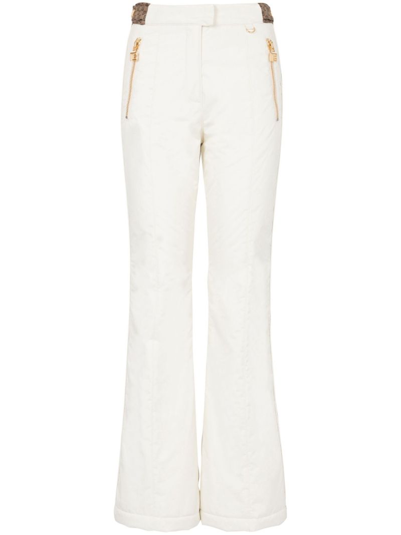 White Flared Monogram Ski Trousers