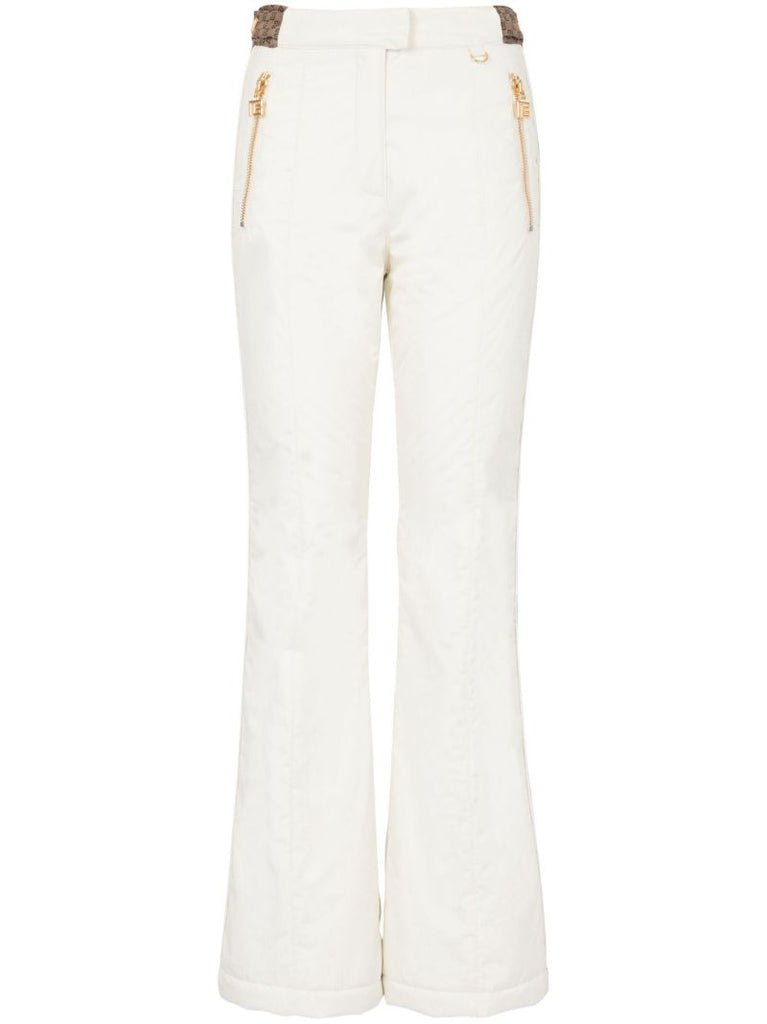 White Flared Monogram Ski Trousers