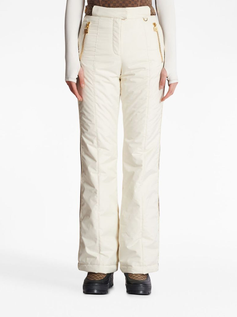 White Flared Monogram Ski Trousers