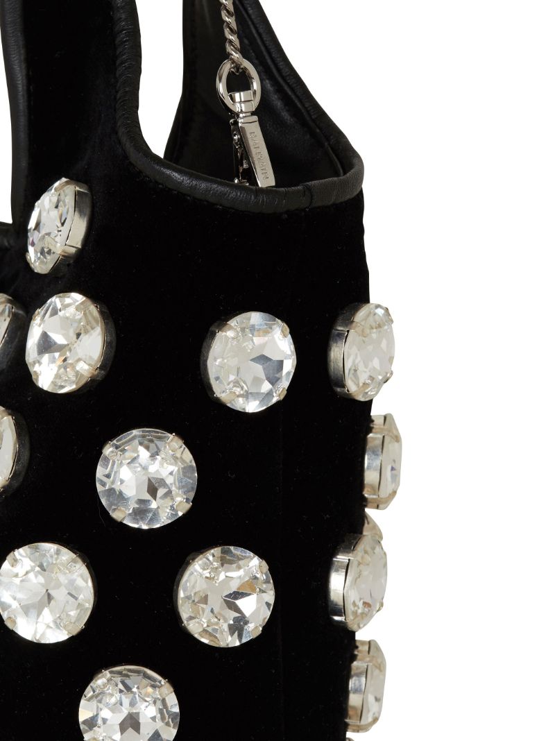 Black Crystal-embellished Velvet Grocery Bag
