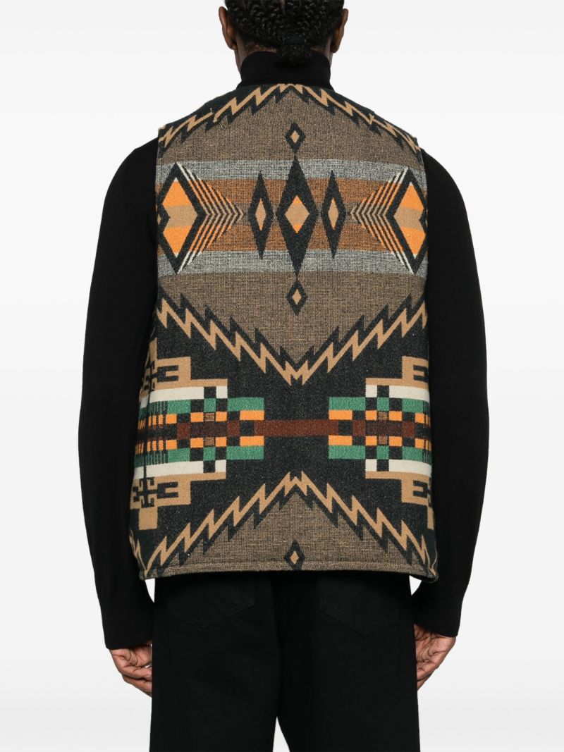 Multicolour Geometric-print Single-breasted Gilet