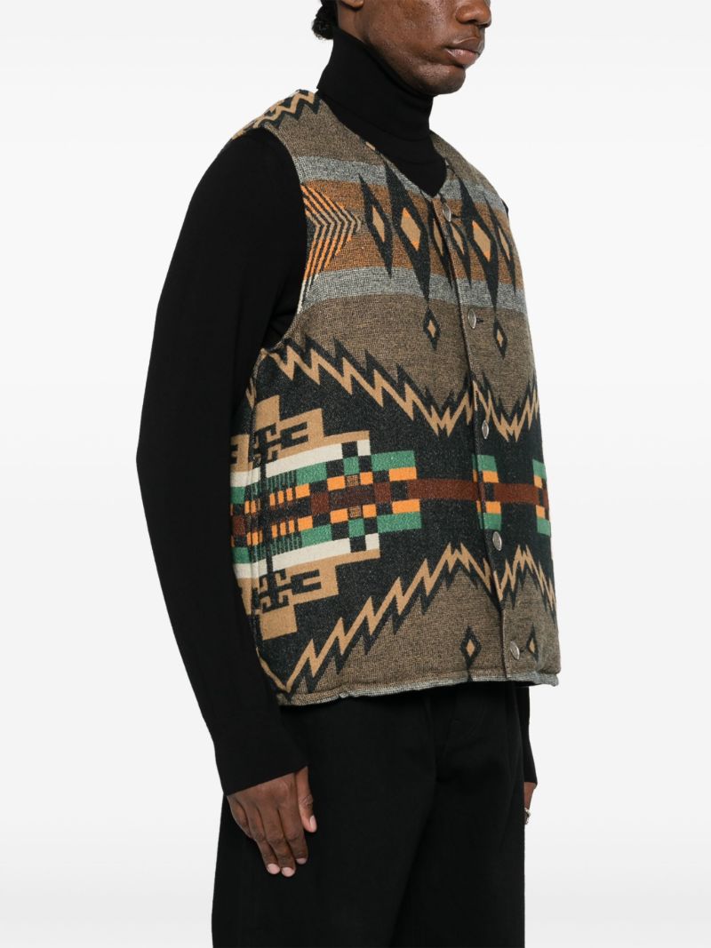 Multicolour Geometric-print Single-breasted Gilet