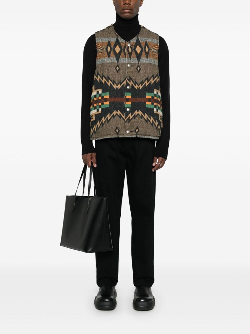 Multicolour Geometric-print Single-breasted Gilet