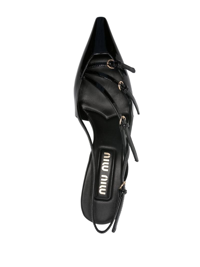 Black Buckled Patent Pumps