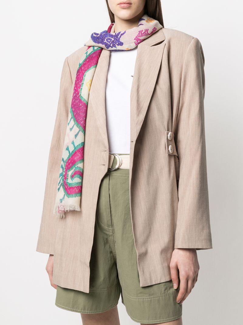Neutral Embroidered Cashmere Scarf