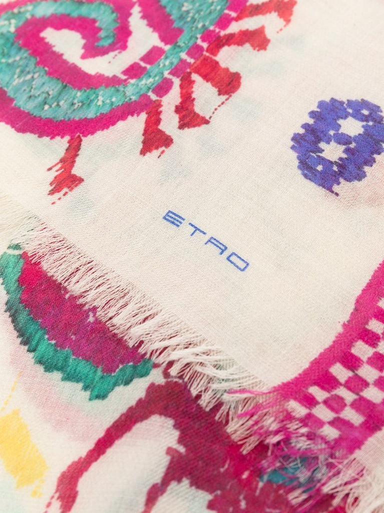 Neutral Embroidered Cashmere Scarf