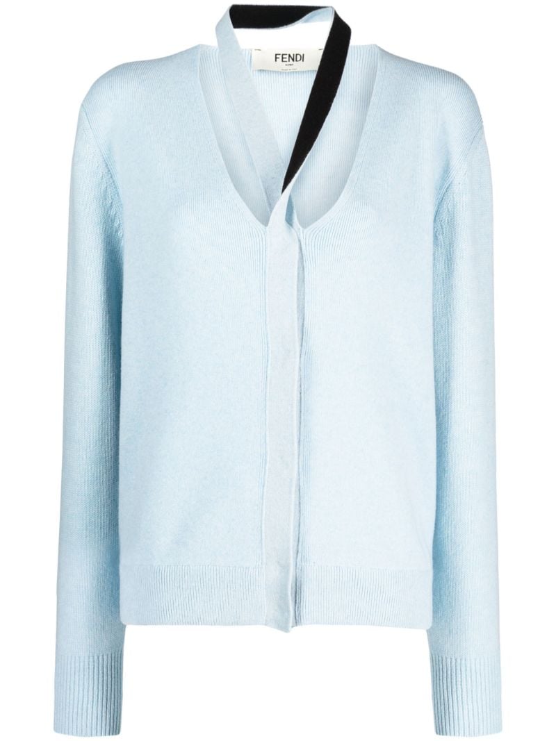 Blue Fendi Mirror Wool Cardigan