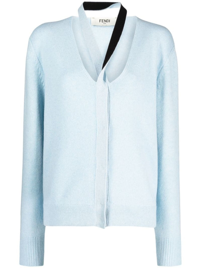 Blue Fendi Mirror Wool Cardigan