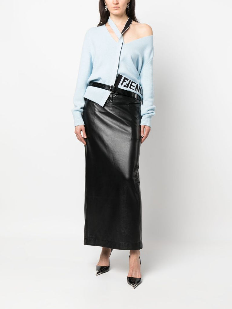 Blue Fendi Mirror Wool Cardigan