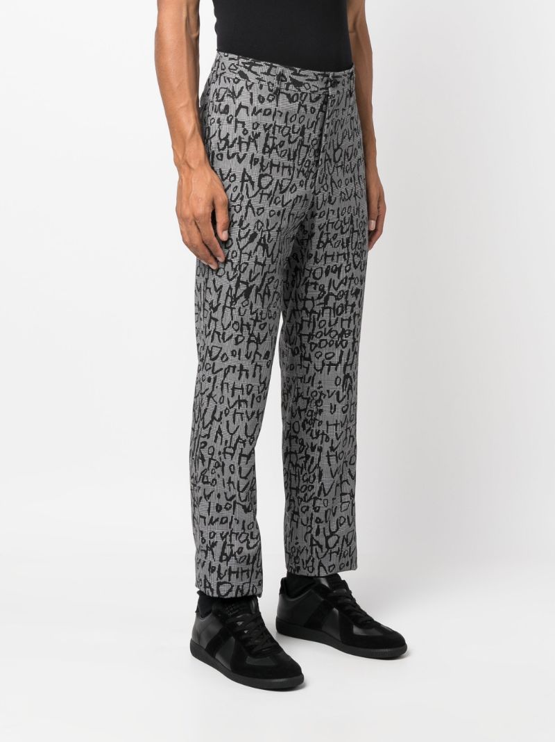 Grey Graphic Print Tailored Trousers