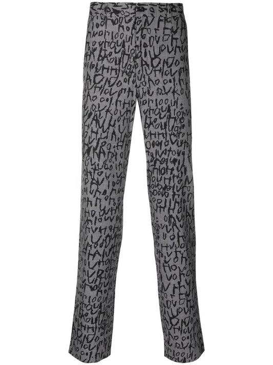 Grey Graphic Print Tailored Trousers