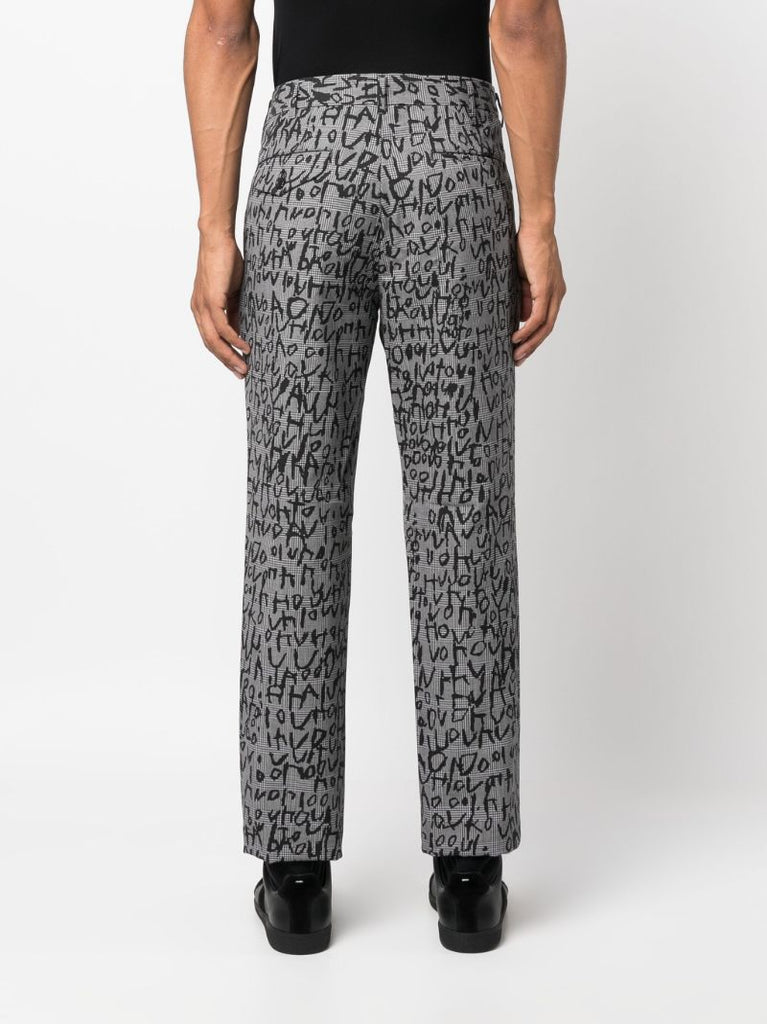 Grey Graphic Print Tailored Trousers