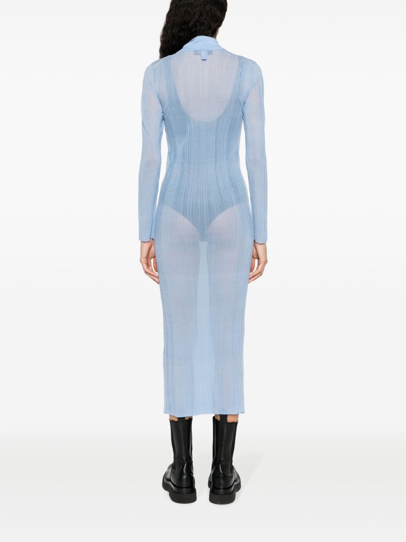 Blue Half-zip Ribbed Midi Dress