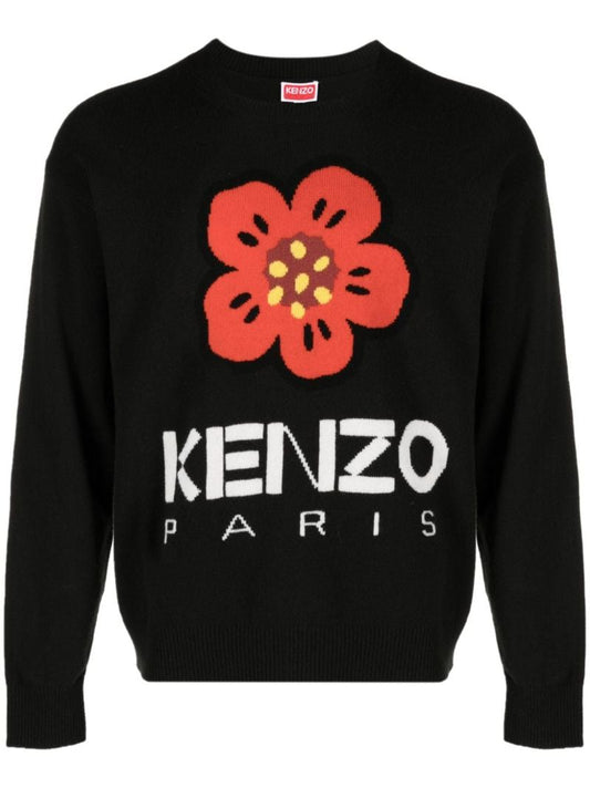 Black Boke Flower Wool Sweater