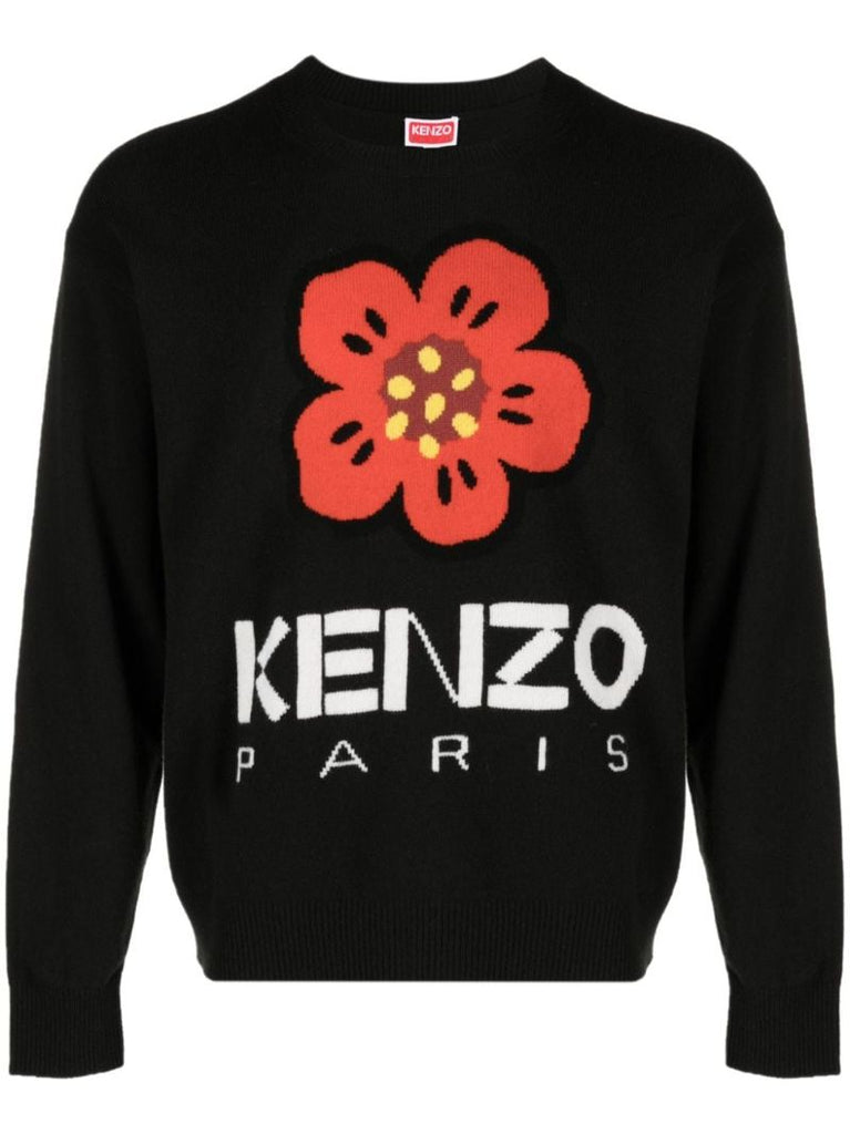 Black Boke Flower Wool Sweater