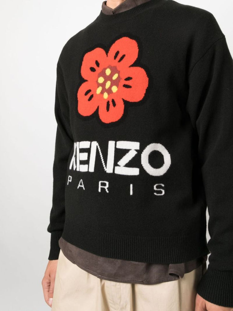 Black Boke Flower Wool Sweater