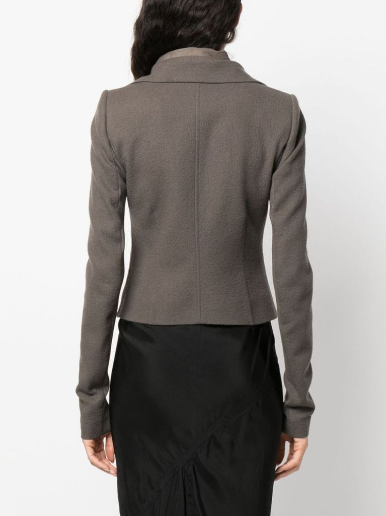 Brown Wide-collar Virgin Wool Jacket