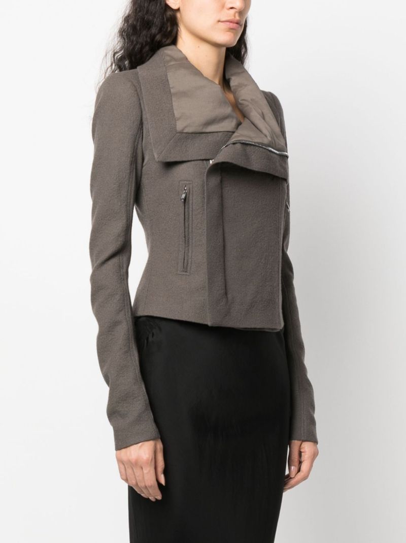 Brown Wide-collar Virgin Wool Jacket