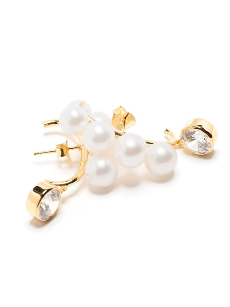 Gold Vermeil Crumbs Pearl and Crystal Earrings