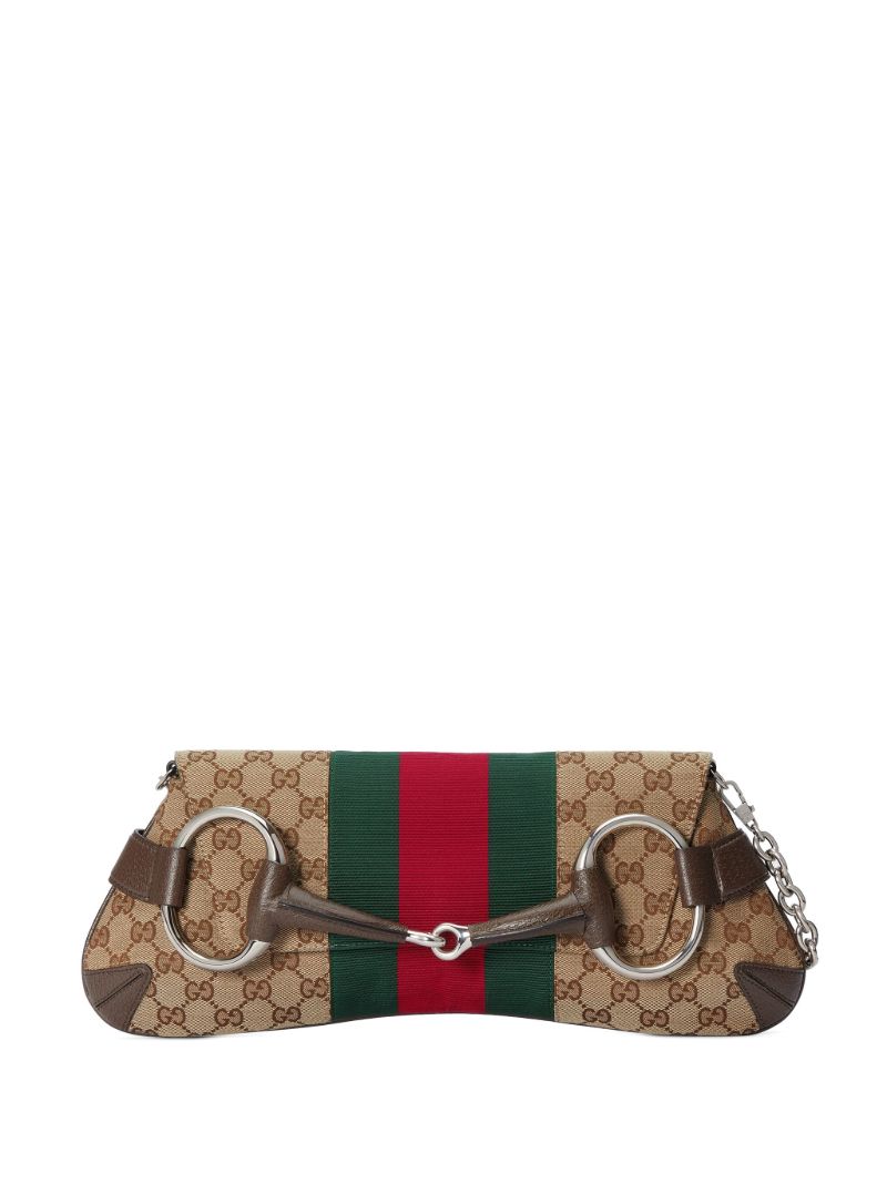Neutral Horsebit Chain Medium Shoulder Bag