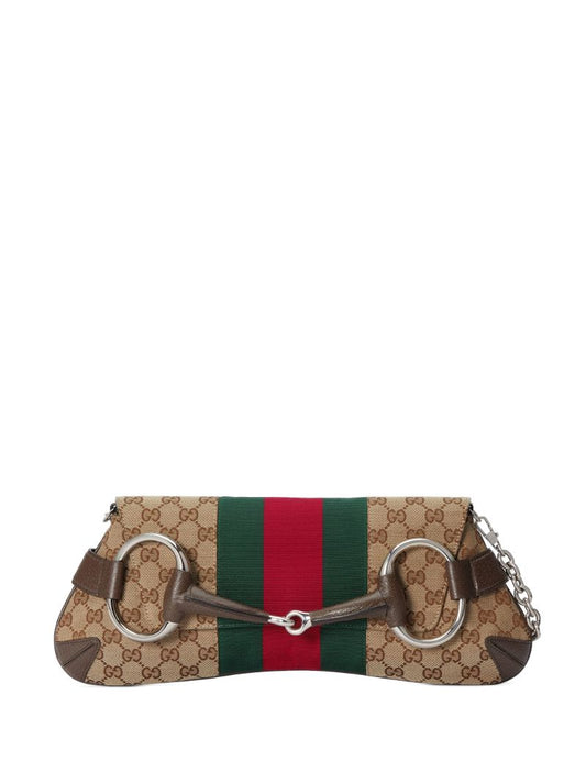 Neutral Horsebit Chain Medium Shoulder Bag