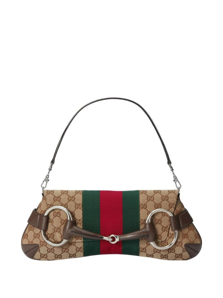 Neutral Horsebit Chain Medium Shoulder Bag