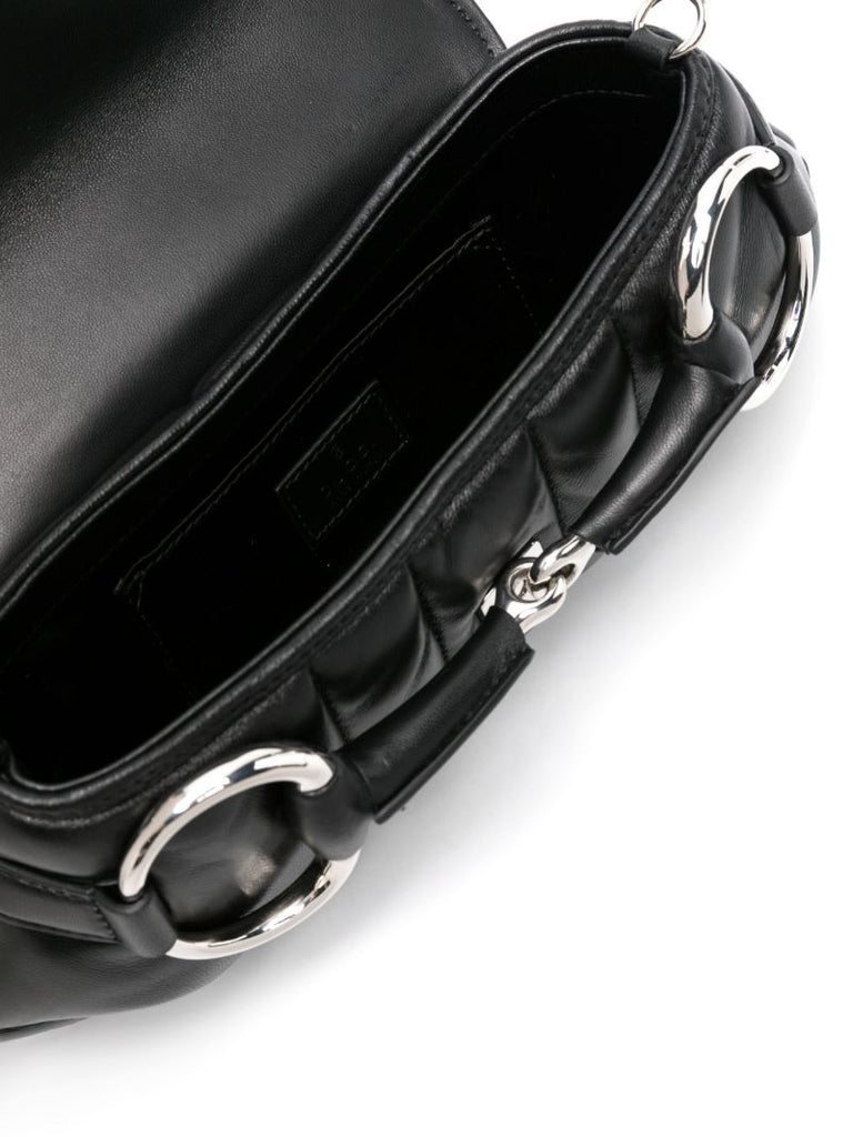 Black Horsebit Chain Small Leather Shoulder Bag