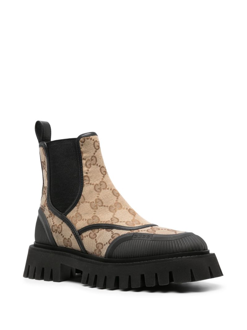 Neutral Gg Canvas Chelsea Boots