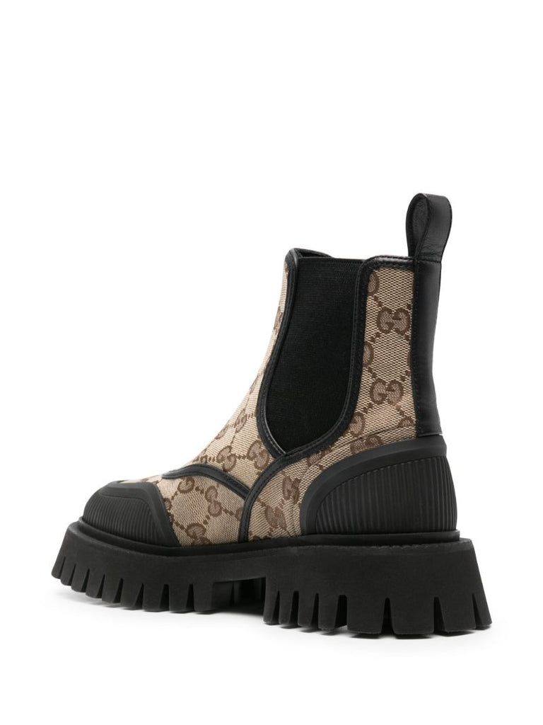 Neutral Gg Canvas Chelsea Boots