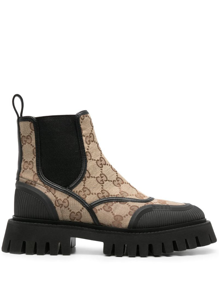 Neutral Gg Canvas Chelsea Boots