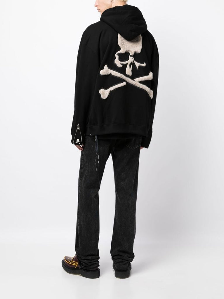 Black Skull AppliquÃ_x0083_Â© Zip-up Hoodie