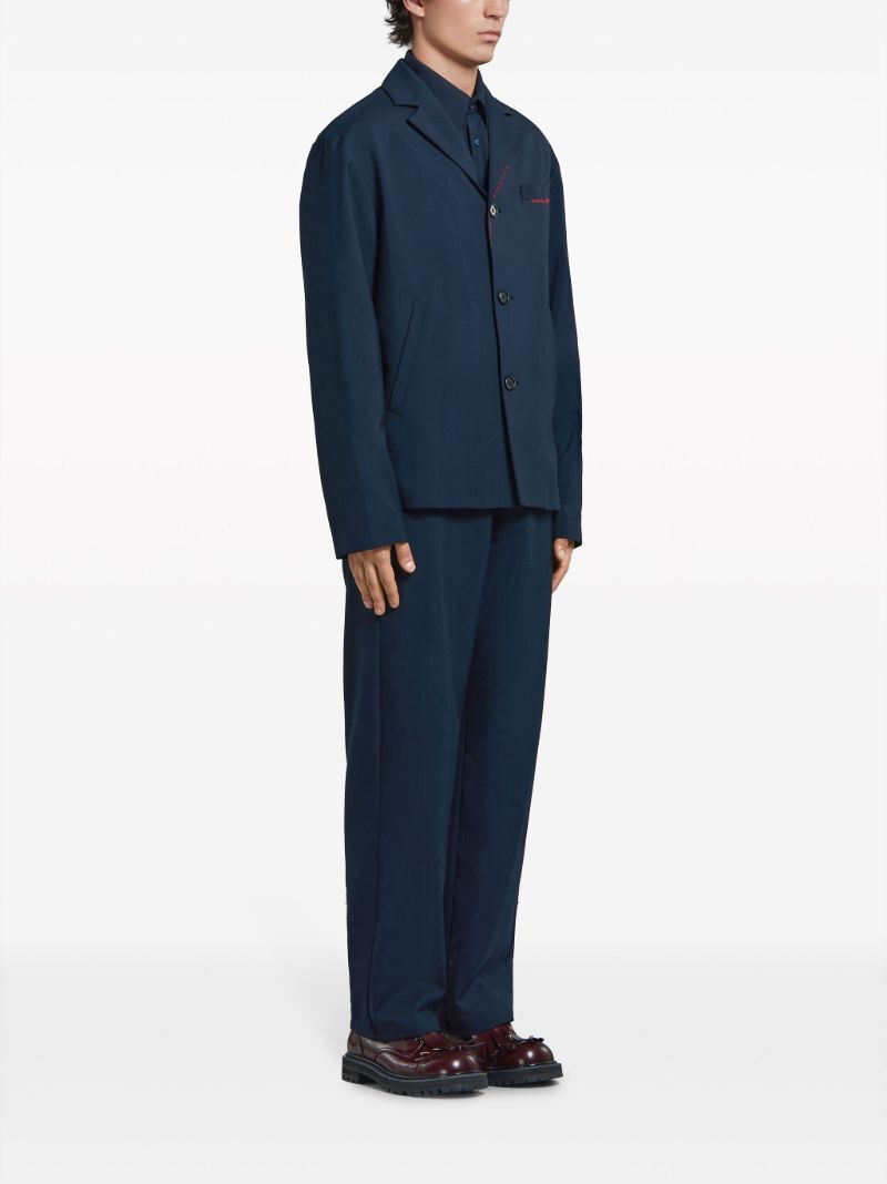 Blue Button-up Virgin-wool Shirt