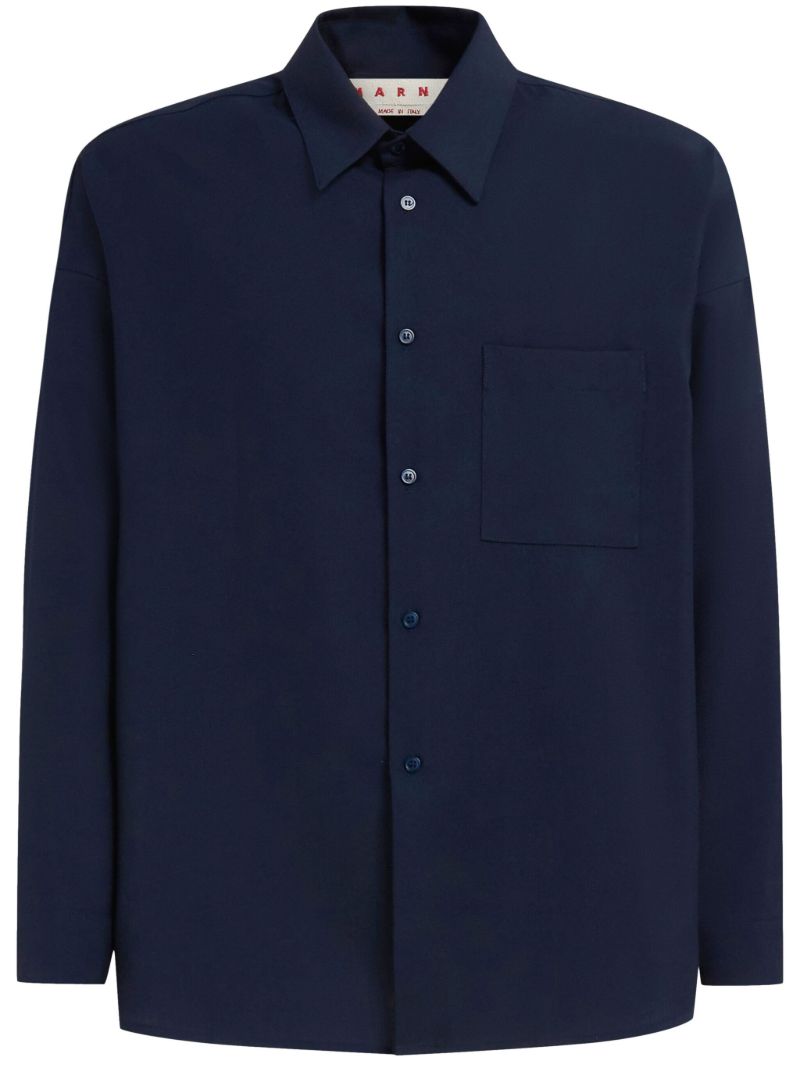 Blue Button-up Virgin-wool Shirt