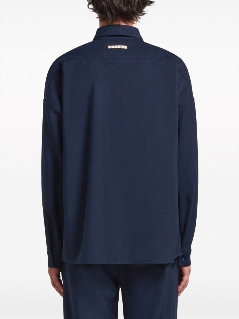 Blue Button-up Virgin-wool Shirt