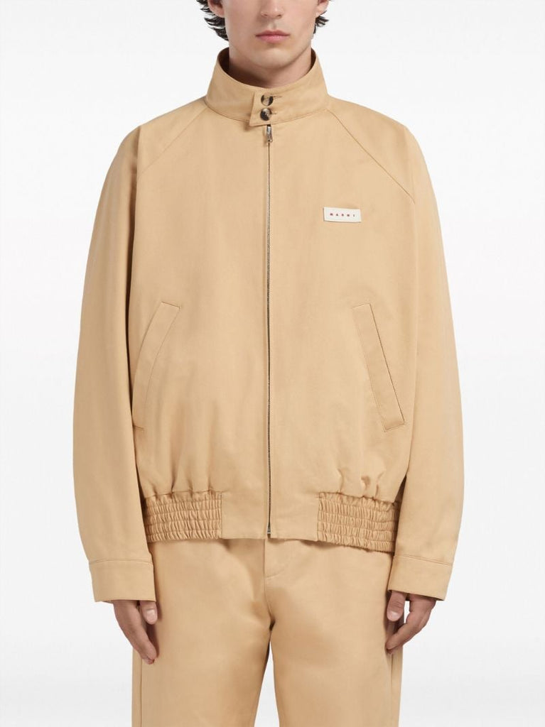 Neutral Cotton Bomber Jacket