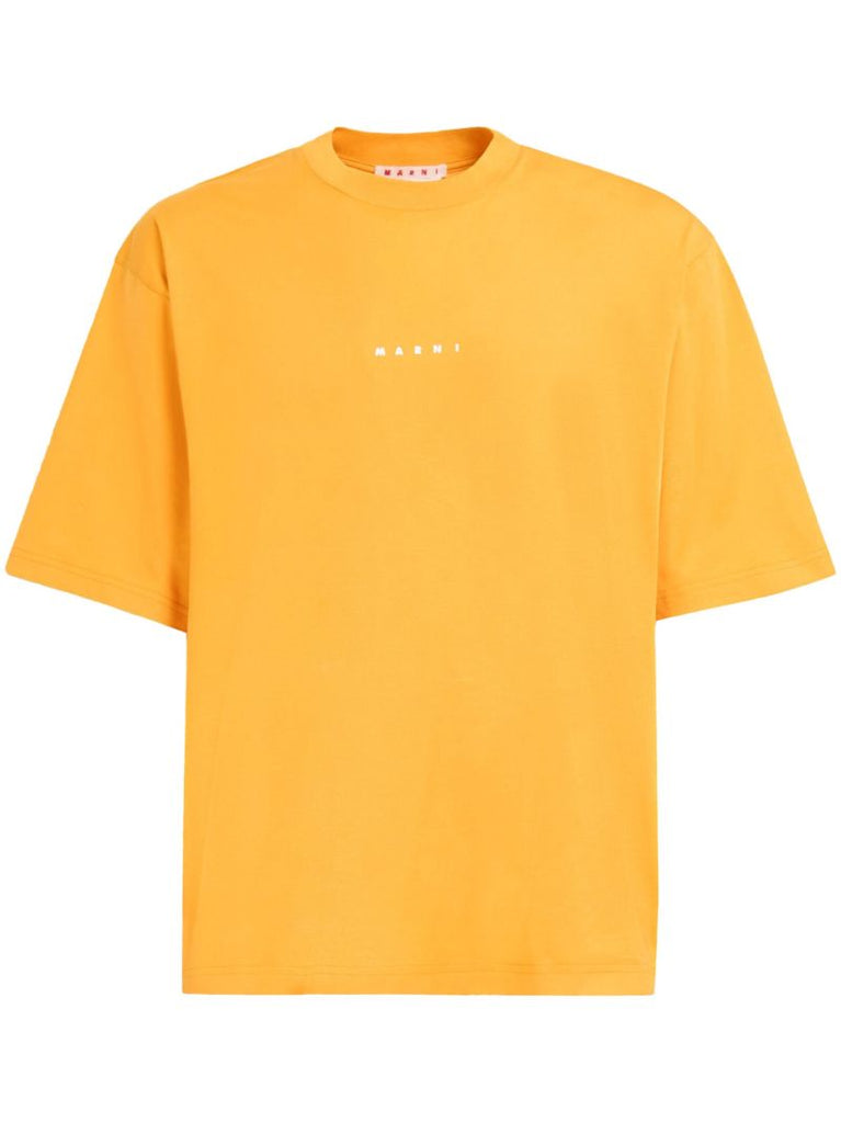 Yellow Logo Print Cotton T-shirt