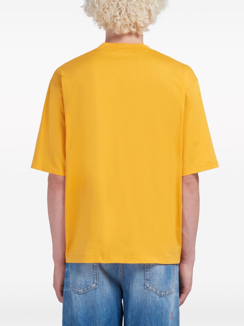 Yellow Logo Print Cotton T-shirt
