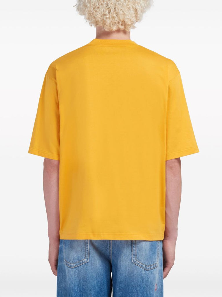 Yellow Logo Print Cotton T-shirt