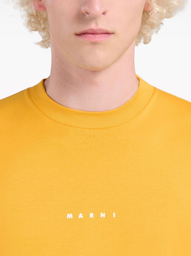 Yellow Logo Print Cotton T-shirt