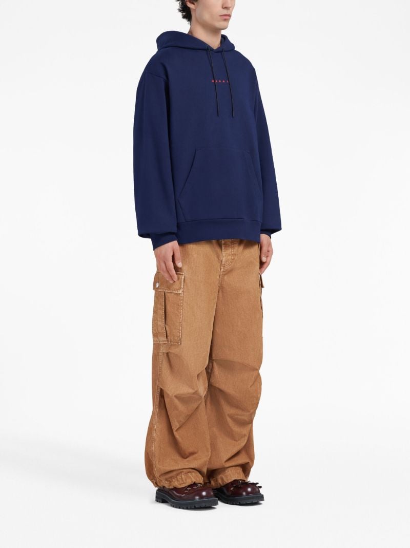 Blue Logo-print Cotton Hoodie