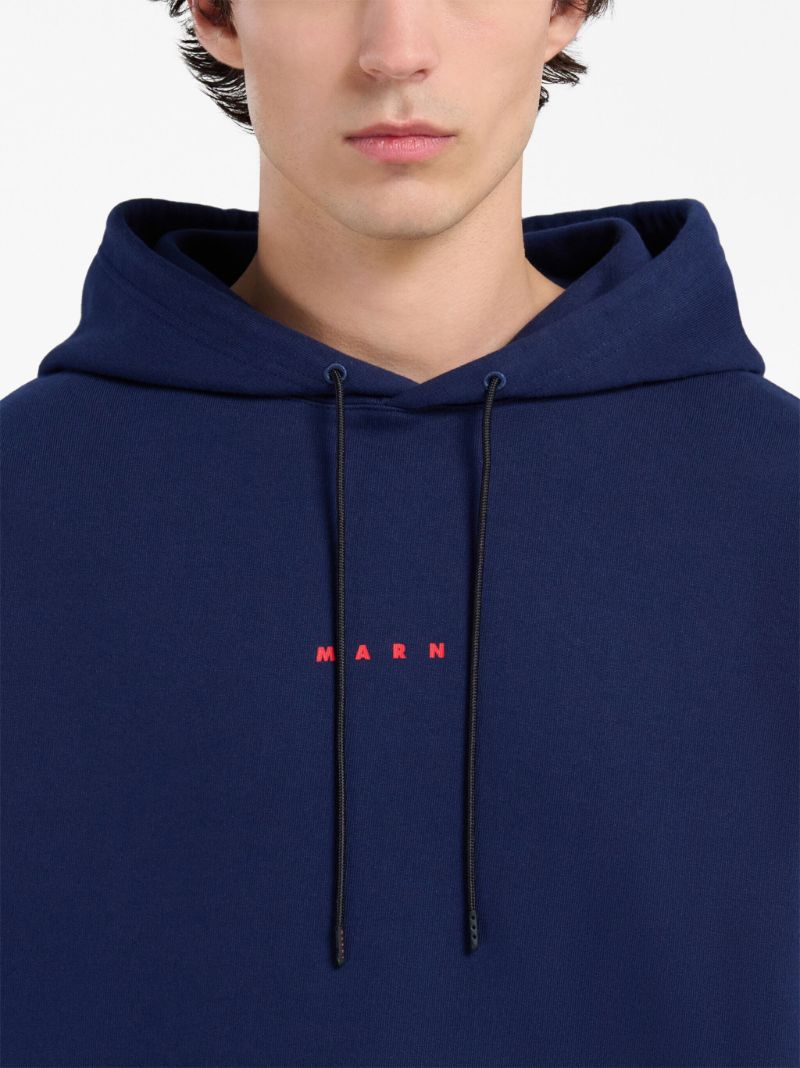 Blue Logo-print Cotton Hoodie