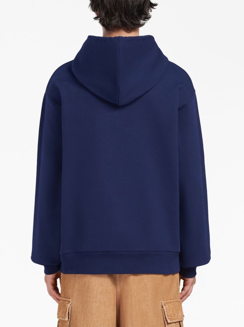 Blue Logo-print Cotton Hoodie