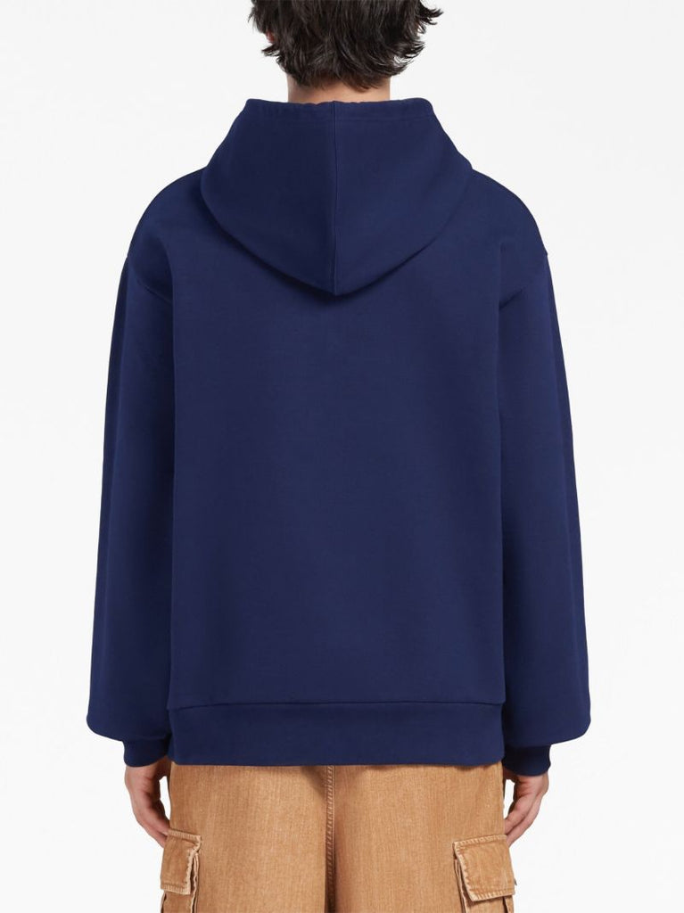 Blue Logo-print Cotton Hoodie