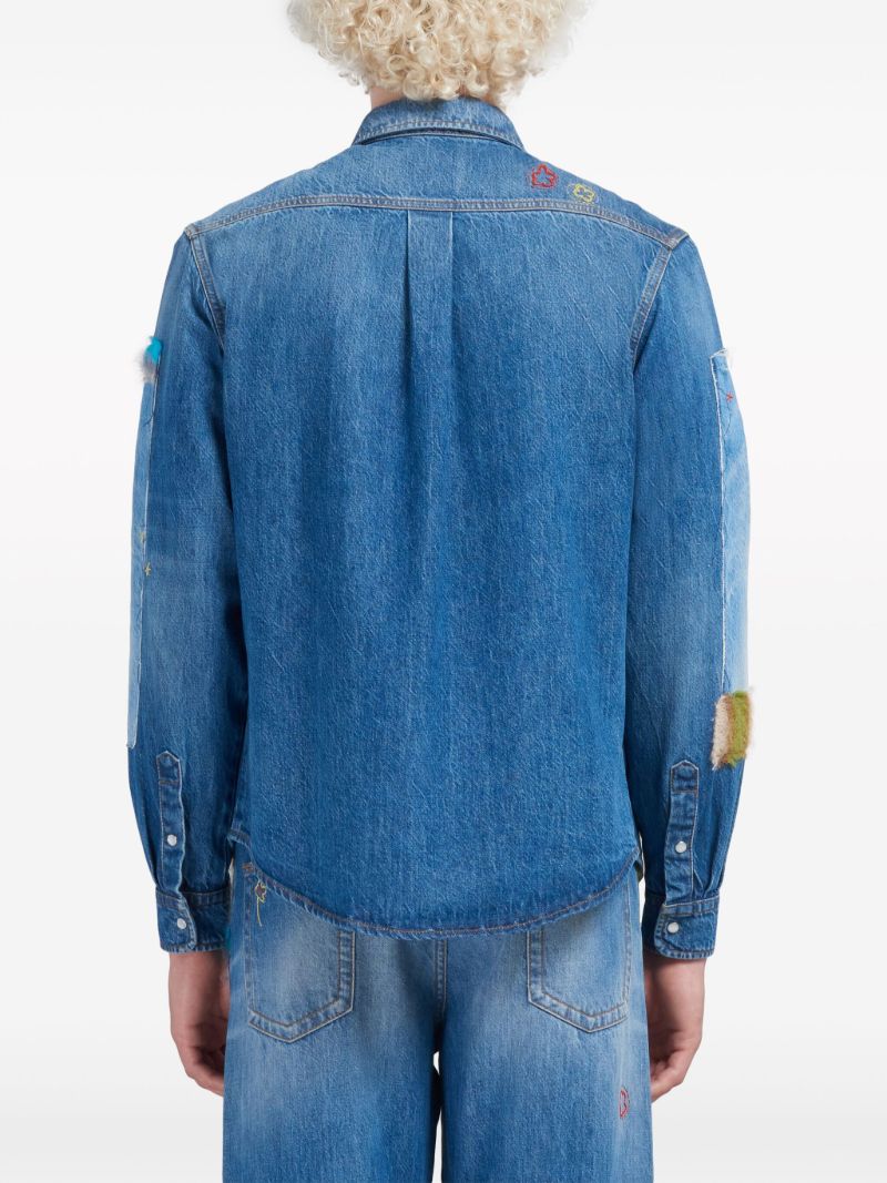 Blue Embroidered Denim Shirt