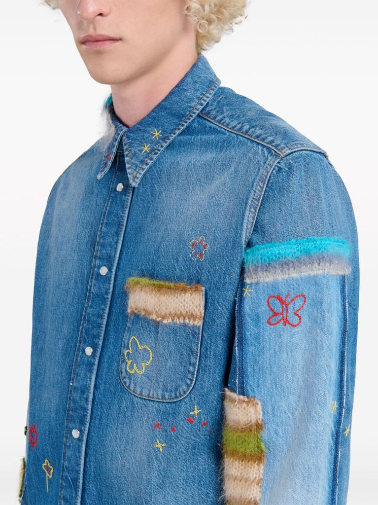 Blue Embroidered Denim Shirt