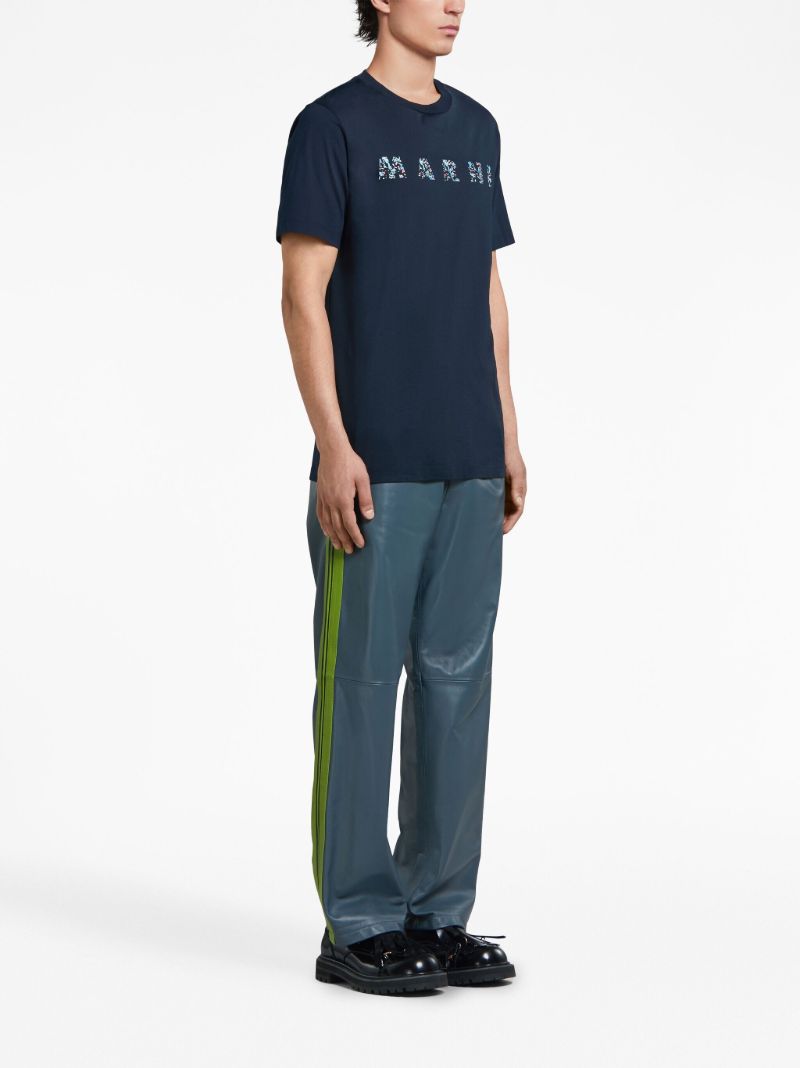 Blue Logo-print Cotton T-shirt