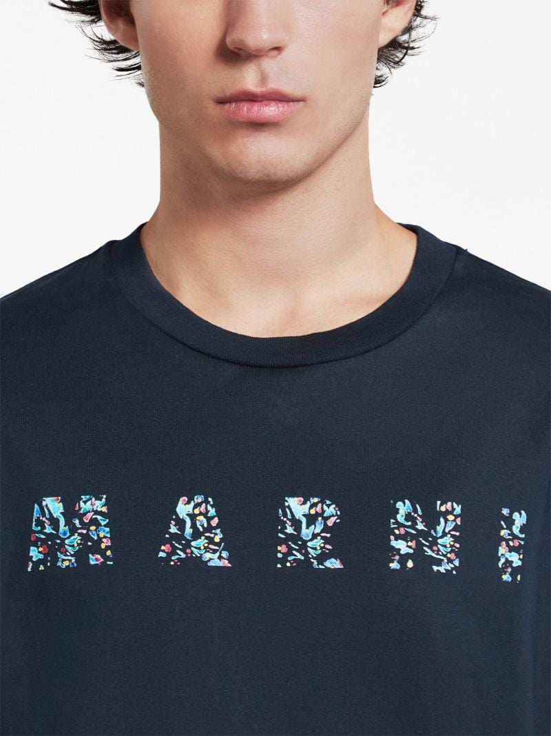 Blue Logo-print Cotton T-shirt