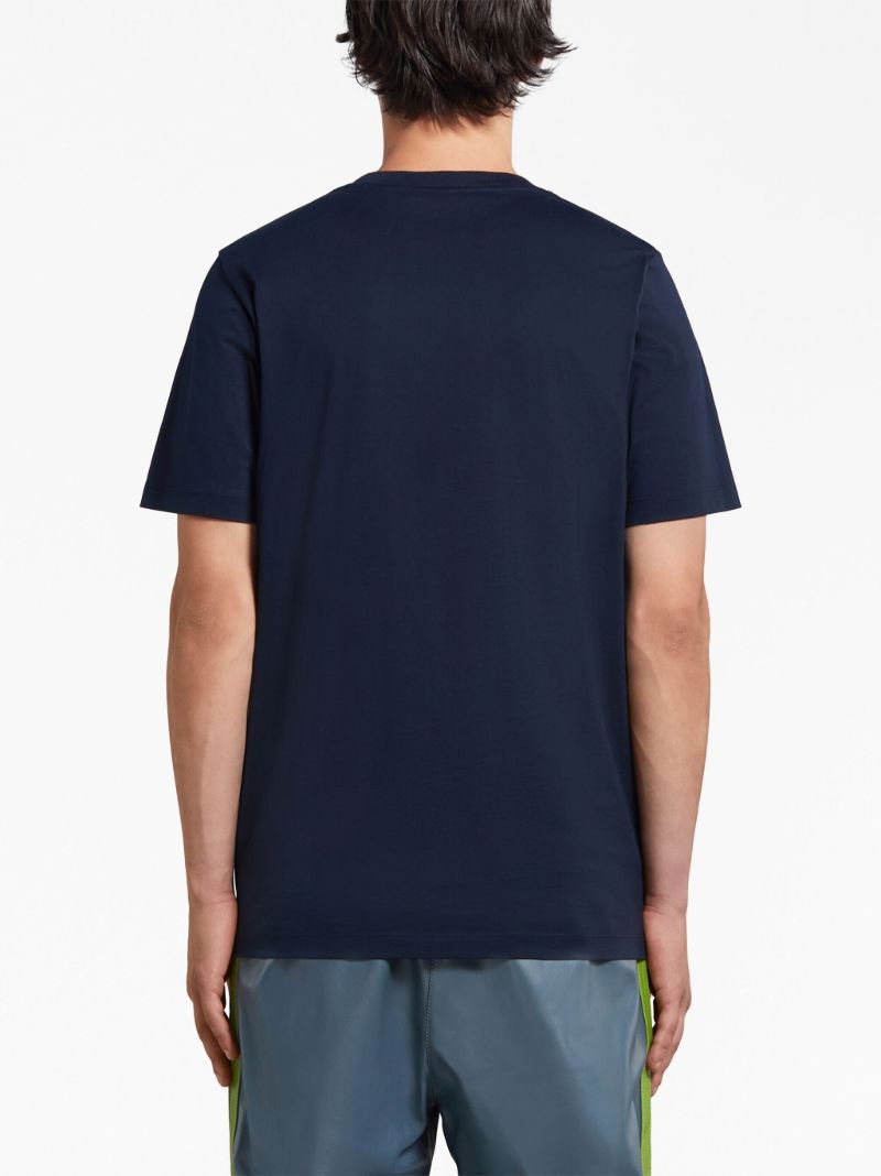 Blue Logo-print Cotton T-shirt