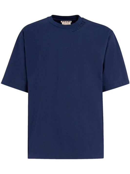 Blue Logo-patch Cotton T-shirt