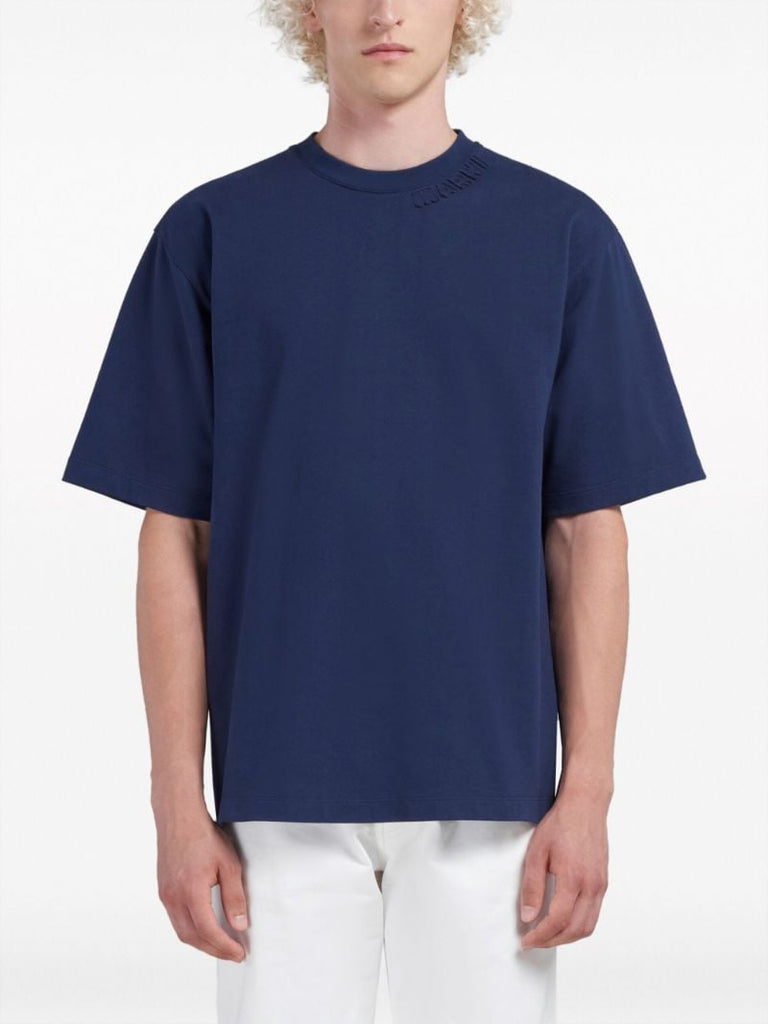 Blue Logo-patch Cotton T-shirt